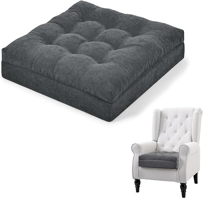 TANYOO Recliner Cushion Patent Dual Layer Fillings Chair Cushion for Elderly 20x20x5 Inches Extra Large Pad for Armchairs Booster Seat Cushions Pain Pressure Relief Dark Grey