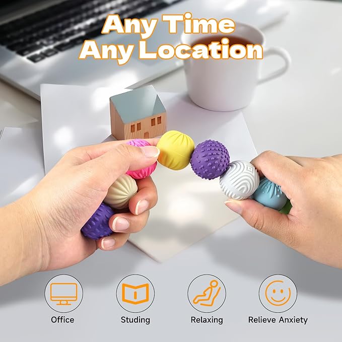 Magnetic Balls Fidget Toys,4Pcs Silicone Magnetic Balls,Magnet Stress Relief Toys,Silicone Desk Fidgets Toys for Office,Sensory Fidget Ball Toy for Adults, Teens with ADHD,Anxiety (Light-Color, 4)