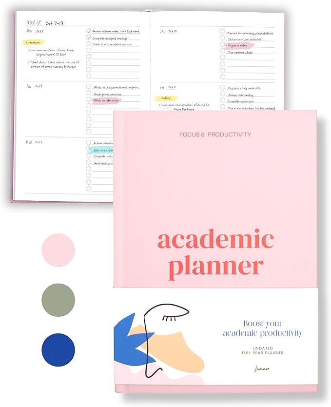 Lamare Academic Planner 2025-2026 – Undated Weekly College Student Planner 2025-2026 For Homeschool, High School, College & Nursing Students