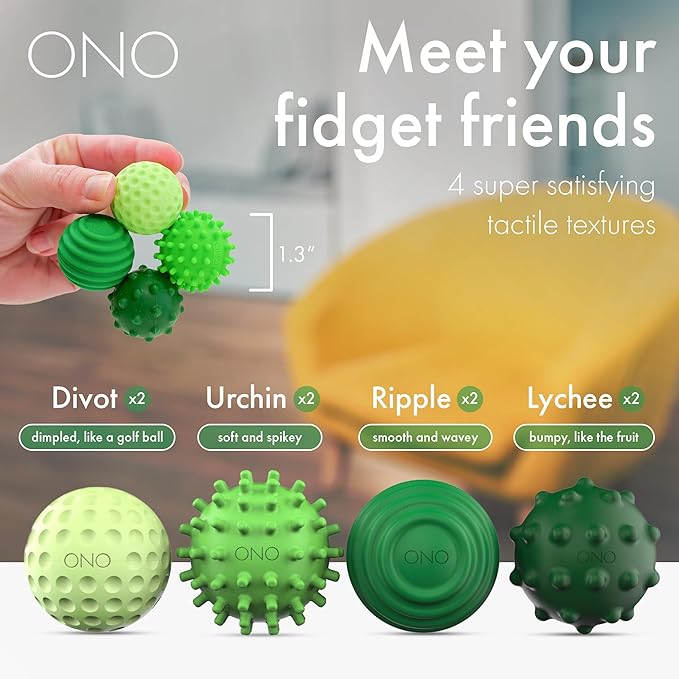 ONO Signets – Silicone Magnetic Balls with Textured Dimples, Bumps, and Waves | Fun to Play with Fidget Toy for Adults | Help Relieve Stress, Anxiety, Tension (Emerald, Set of 4)
