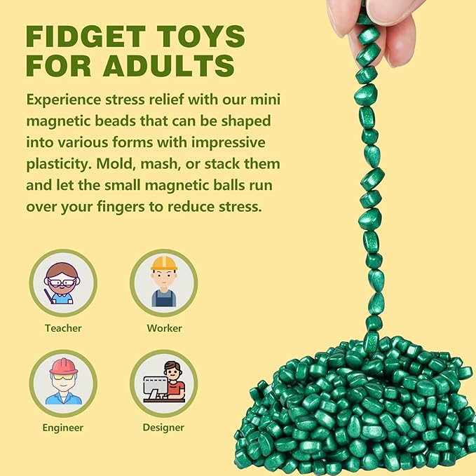 Cool Fidget Magnet Ferrite Putty, Slime Putty Party Favors, Hematite Magnetic Stones Eggs with 1.26 inch Magnet Balls, Anti Anxiety Desk Toy, Stress Relief EDC Toy Atuism Science Kit Gift Pink