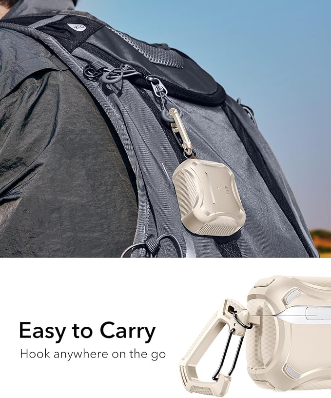 ESR for AirPods 4 Case, Compatible with AirPods 4th Generation Case (2024), Compatible with MagSafe, Powerful Drop Protection, Magnetic Lid, Cyber Series, Desert Titanium