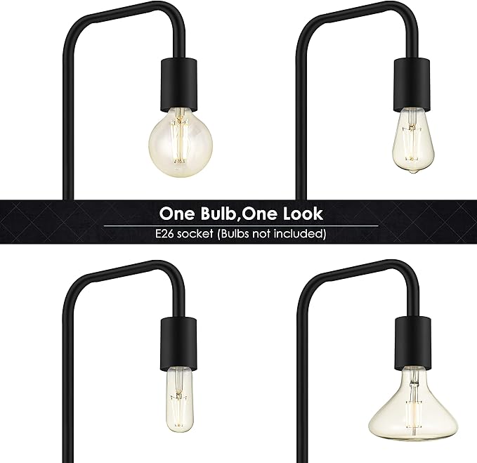 BoostArea Floor Lamp, Industrial Floor Lamp, 63 Inch Standing Lamp, E26 Socket, On/Off Footswitch, Whole Metal, ETL Listed, Modern Small Lamp for Bedroom, Living Room, Minimalist, Vintage, Mid Century