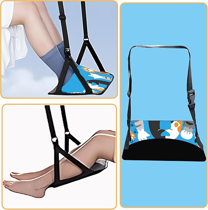 Airplane Footrest Adjustable Feet Rest for Plane Easy to Use Foot Hammock Airplane Travel Essentials Portable Light Leg Hammock for Plane Travel Accessories for Adult (Cat Paw, 4 Pack)