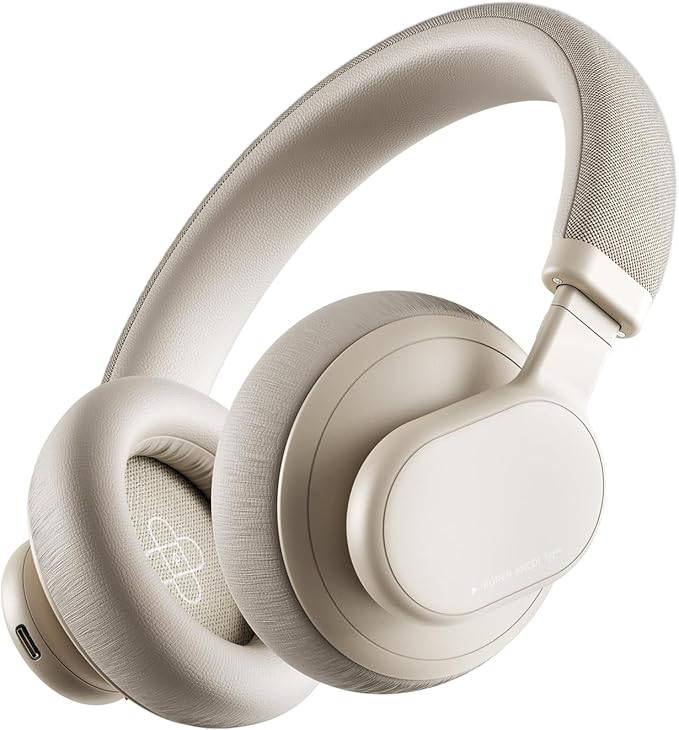 Active Noise Cancelling Headphones, Wireless Over Ear Bluetooth Headphones with Microphone, 40H Playtime, Comfortable Fit,Bluetooth 5.3,Beige