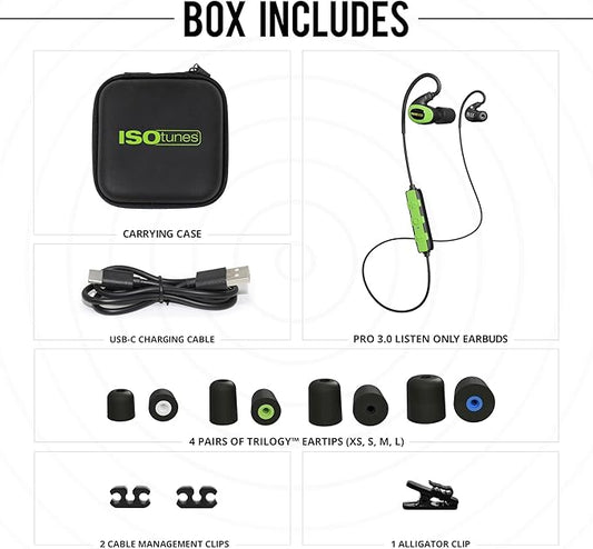 ISOtunes PRO 3.0 Industrial Listen Only Earbuds: Bluetooth 5.4 Earplug Headphones with 27dB Noise Reduction Rating, 20 Hour Battery, 82 dB Volume Limit, OSHA Compliant Hearing Protection