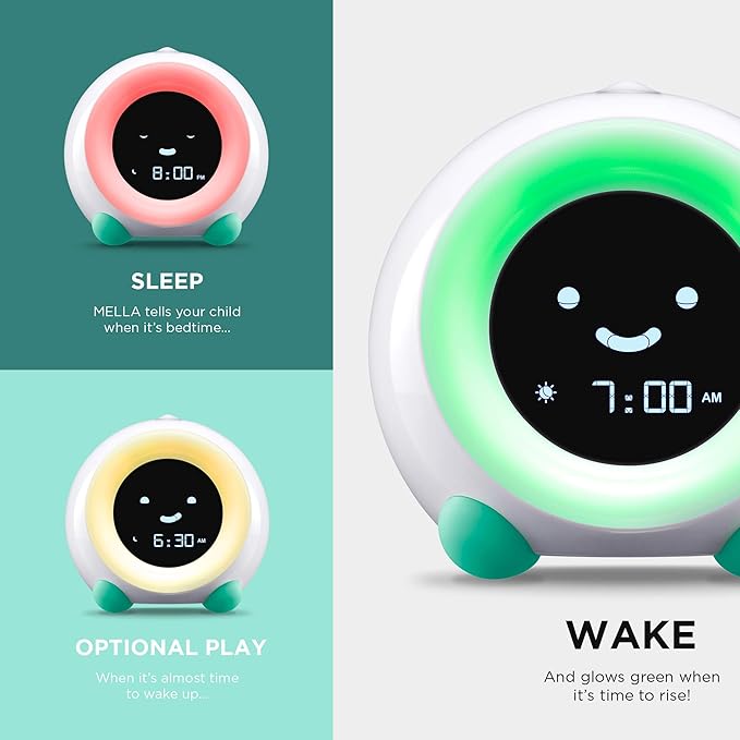 LittleHippo Mella: Kids Alarm Clock, Ready to Rise Children's Sleep Trainer, Night Light, Sound Machine and OK to Wake for Toddlers and Kids - Tropical Teal (Updated 2025)