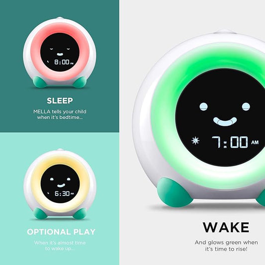 LittleHippo Mella: Kids Alarm Clock, Ready to Rise Children's Sleep Trainer, Night Light, Sound Machine and OK to Wake for Toddlers and Kids - Tropical Teal (Updated 2025)