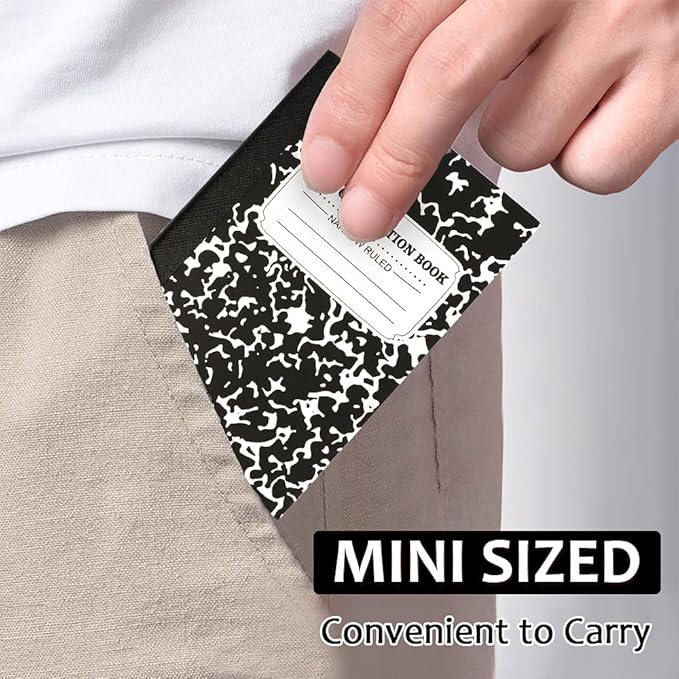 feela 70 Pack Mini Composition Notebook Bulk, Cute Pocket Composition Note Pad, Small Journal Notebooks for Students College School Supplies, 4.5" X 3.25", Narrow Ruled, Black Marble Covers