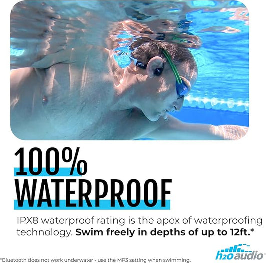 H2O Audio TRI 2 PRO Multi-Sport Waterproof Bone Conduction Open Ear Headphones, Bluetooth 5.3 for Running and Cycling, MP3 Mode for Swimming, IPX8, 8GB Memory, Playlist+ App Included for Streaming