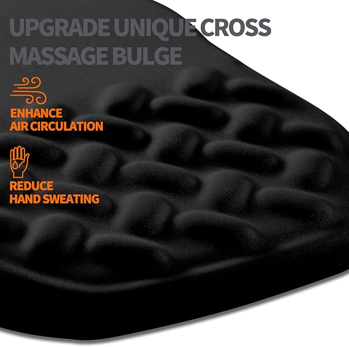 Ergonomic Slope Mouse Pad Wrist Support, Wrist Rest Mousepad for Carpal Tunnel Pain Relief with Massage Bulge and Slow Rebound Memory Foam (12x8 inch, Black)