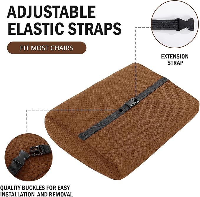 HOMBYS Lumbar Support Pillow for Recliner Chair, Memory Foam Back Support Cushion for Elderly,Extra Large Lumbar Support Pillow,Thick Backrest for Home Reading (Coffee, 20“x13.5"x5")