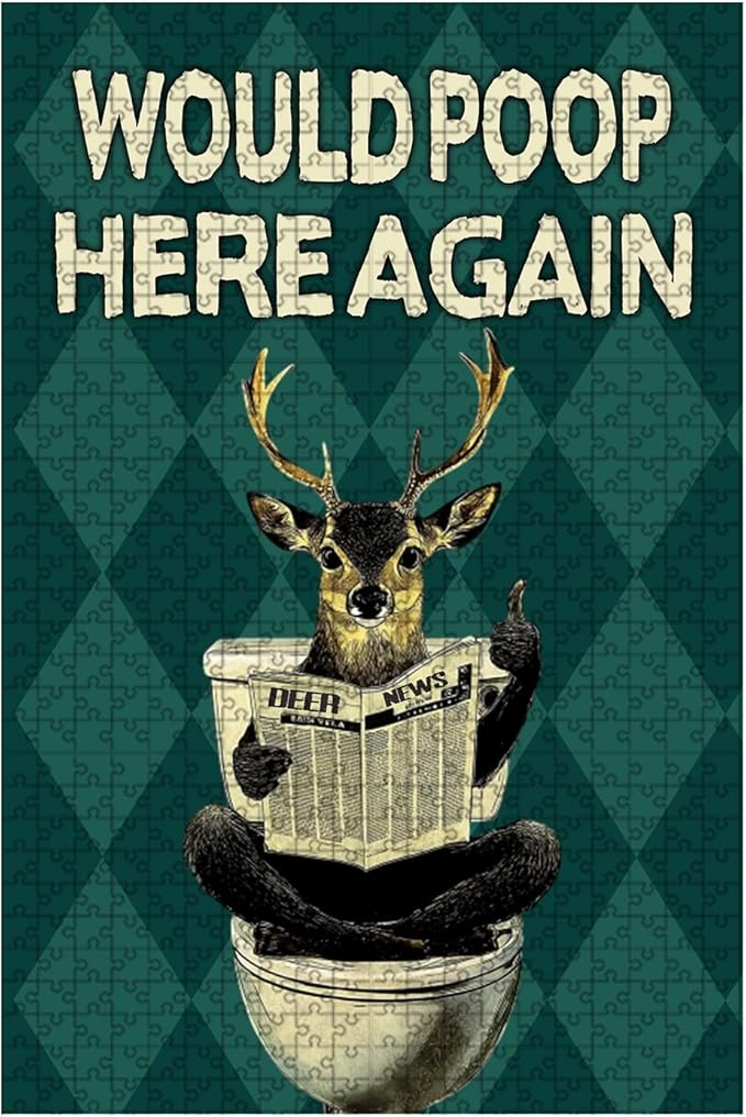 500 Piece Wooden Deer Puzzle Would Poop Here Again Adult Challenge for Focus & Stress Relief 20.4x15 Inch