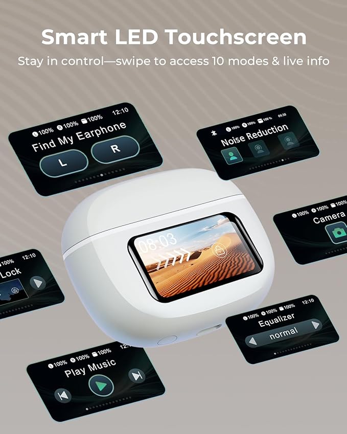 Wireless Earbuds, Ear Buds Active Noise Cancelling with Charging Case, 6.0 Bluetooth Earbuds with AI Clear Calls, 40H Playtime for Sports & Working, Stereo Sound Headphones for iPhone/Android/iPad