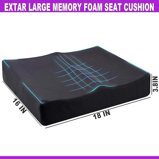 Yuwe Extra Large Seat Cushion - Memory Foam Seat Cushion, Office Chair Cushion, Ergonomic Chair, Car Seat Cushion Sciatica & Tailbone Pain Relief Cushion