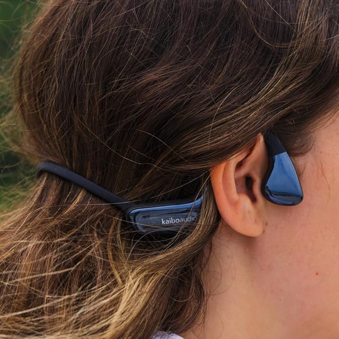 Kaibo Flow - Bone Conduction Headphones with Noise-Cancelling Mic - Adjustable Headband - USB-C Quick Charge - IPX67 Waterproof - Sport Headset for Gym, Running, Cycling