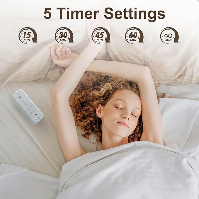Raynic White Noise Machine, 42 Soothing Sounds Noise Machine, Rechargeable Battery Sound Machine with 8 Volumes, 5 Timers, Type-C Port, Headphone Jack for Baby, Adult, Home, Travel, Office