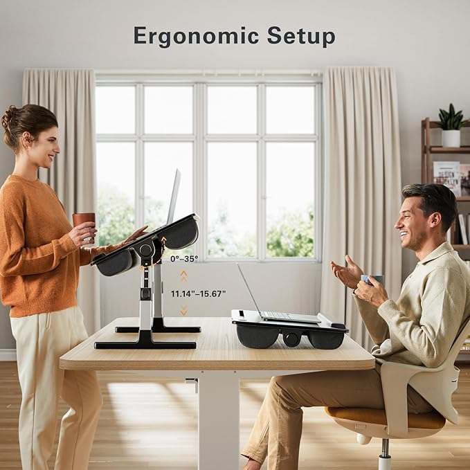 HUANUO Laptop Bed Desk, Laptop Tray Computer Lap Desk for Bed Couch Sofa Floor, Bed Tray for Working, Eating, Foldable Lap Stand Table with Height Adjustment & 35° Adjustable Tilt Angle, HNLD19