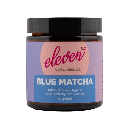 Eleven TLC, Blue Matcha Powder, Butterfly Pea Flower Powder, Matcha Blue Tea, Blue Matcha Latte, Caffeine Free Matcha, Glass Jar, 18 Servings
