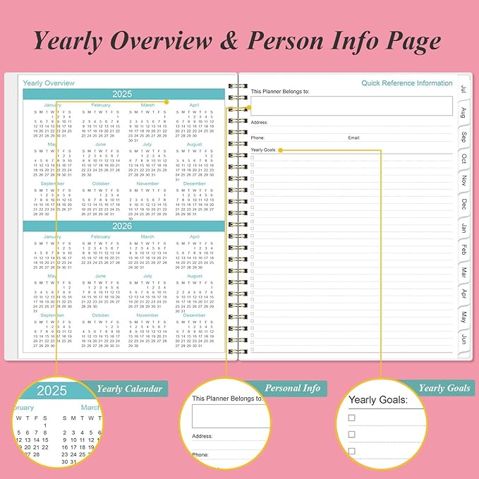 2025-2026 Appointment Book & Planner - 8.5" x 11" Daily Hourly Planner 2025 from July 2025 - June 2026, Weekly Appointment Book with 30-Minute Interval, Pink