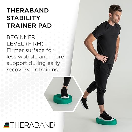 THERABAND Stability Trainer Pad, Beginner Level, Firm, Green Foam Balance Pad for Physical Therapy, Exercise Pad for Core Strength, Lightweight Non-Slip Balance Trainer, Portable Foam Pad for Home or Clinic Use