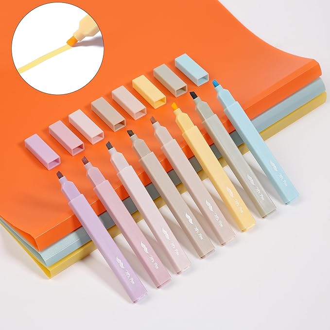 Mr. Pen- Aesthetic Highlighters, 8 pcs, Chisel Tip, Neutral Colors, Cute Highlighters Assorted Colors