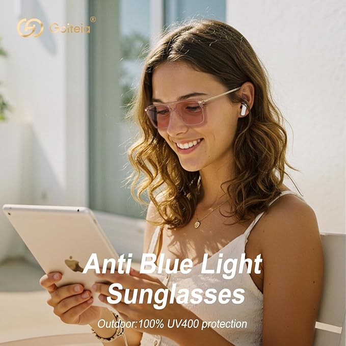 Goiteia FL-Rose Migraine Glasses,Blocks 480–520 nm Light, Light Sensitivity Glasses for Fluorescent LED Glare,Photophobia