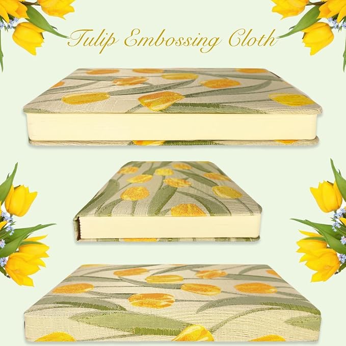 Pocket Notebook, A6, 4x6, Small Embroidered Journal, Cute Notebook, Lay Flat, Hardcover, Lined Notebook & Sketchbook, Note Taking Notebook, Beautiful Journal for Women, Tulip Flower