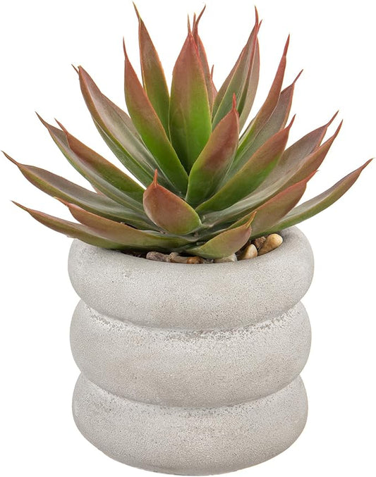 Fake Plants Succulents Artificial Agave Succulent Plants Faux Aloe Plant in White Glaze Ceramic Pot Indoor Outdoor Home Decor Table Shelf Desk Modern Home Office Living Room Table Bathroom Decoration