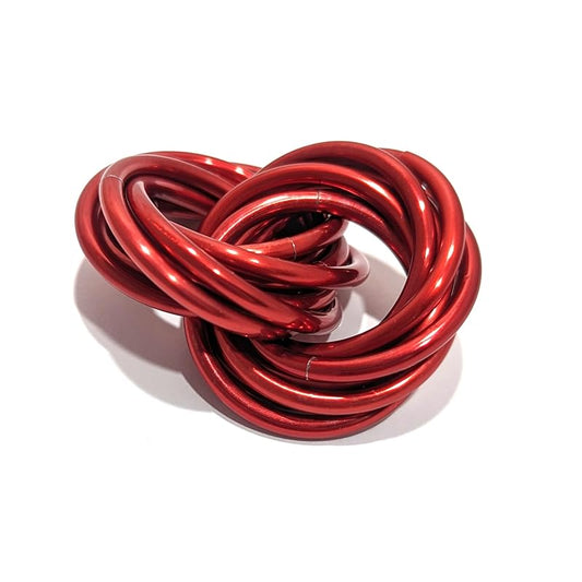 Möbii Fidget Ball (Solid Color): Quiet Mobius ADHD Anxiety Stim Stress Relief Toy Tool for Home Travel Office or Desk (XL(Daydream), Half, Ruby)