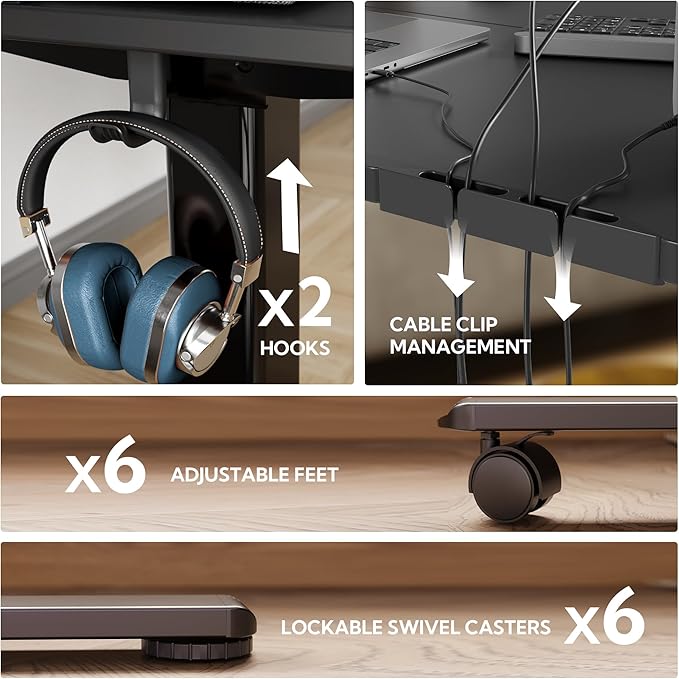 YDN L Shaped Standing Desk, Electric Standing Desks L Shape Adjustable Height Dual Motor, 63 x 55 Inch Corner Standing Desks with Splice Board for Home Office, Large Standing Desk, Black