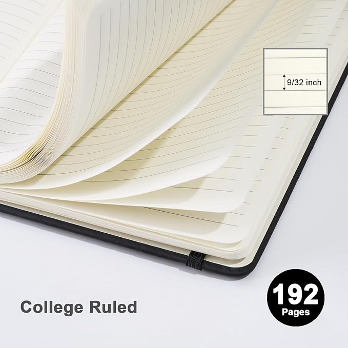 ViVin Lined Journal Notebooks for Work, 192 Pages, Medium 5.5 x 8.3 inch, College Ruled, A5 Hardcover Journaling Notebooks for Work, 3 Pack Bulk