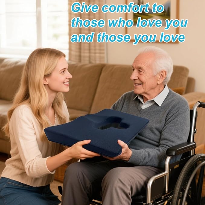 Gel Wheelchair Seat Cushion,Bed Sore Cushions for Butt,Relieve Sciatica,Coccyx,Pressure Sore and Ulcer Pain Relief pillow,Ergonomic Cushion for Office Chairs&Car,Removable&Washable Cover (BLACK)