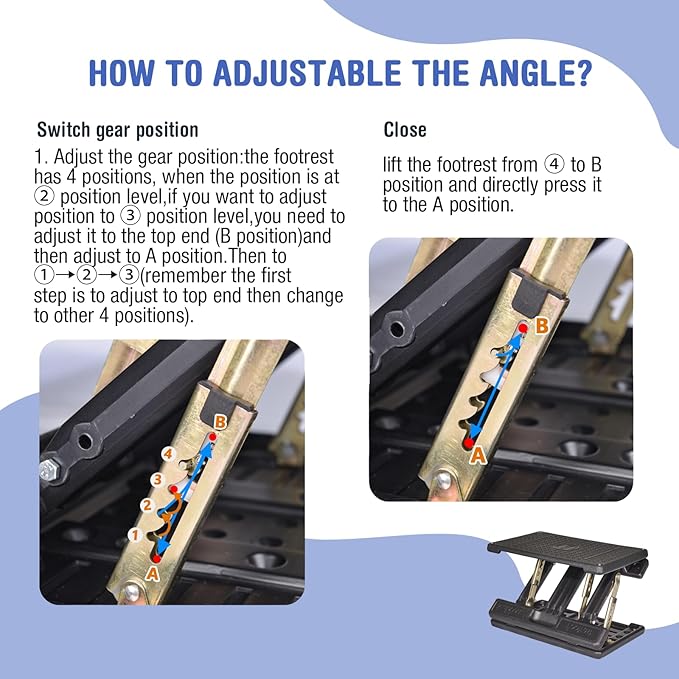 Foot Rest for Under Desk at Work 4-Level Height Adjustable, Lengthen Ergonomic Foldable Footrest for Office, Gaming,Computer, Soft & Removable Pad Desk Foot Stool for All Seasons (Gray Plus)