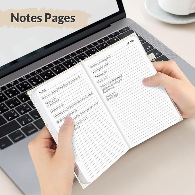 SUNEE 2026 Pocket Weekly Planner for Purse 3.5" x 6" - 12 Month (January 2026 - December 2026), Small Size Planner, Hardcover, Notes, Pocket, 100 GSM Paper, Beige