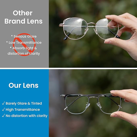 GUDVUE Blue Light Glasses, Computer/Gaming/TV/Phones Glasses for Women/men, Anti Glare/UV400/Eye Strain, Shiny Gunmetal Pro