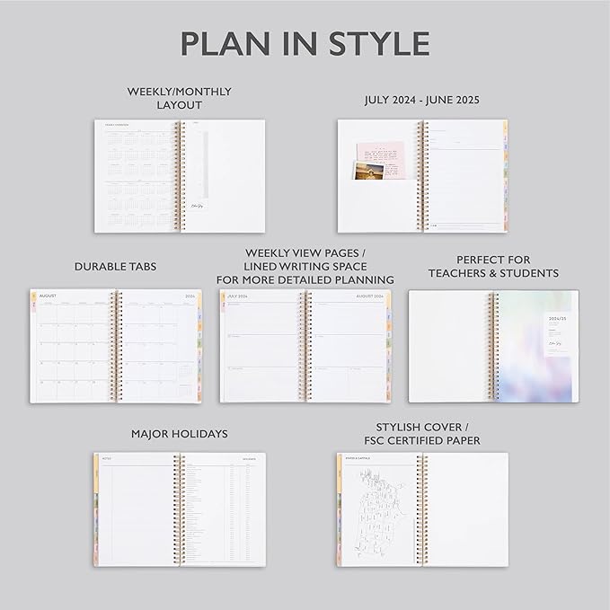 Blue Sky 2024-2025 Academic Year Weekly and Monthly Planner, 5" x 8", Flexible Cover, Wirebound, Borealis (150669)