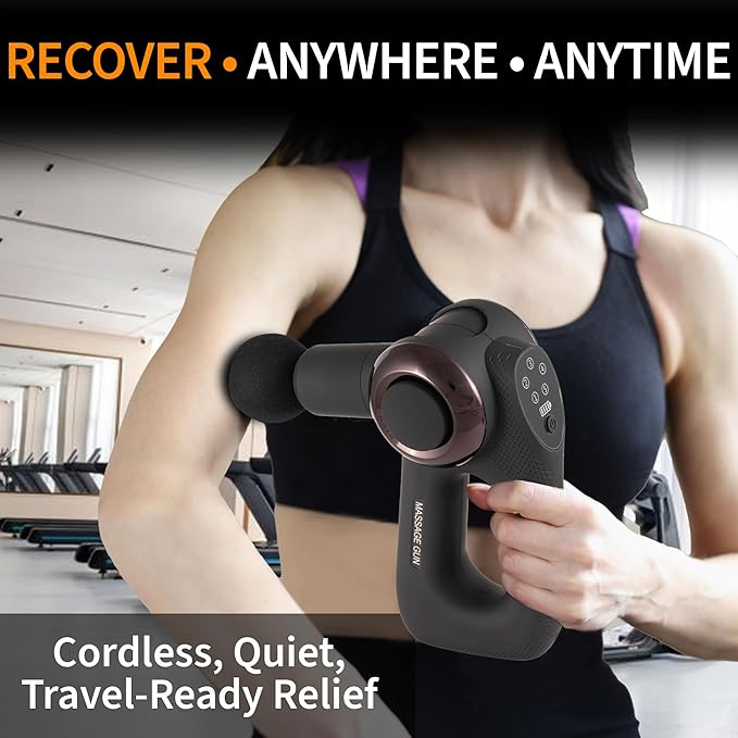 Deep Tissue Percussion Massage Gun | Handheld Multi-Angle Massager | Adjustable Arm for Full-Body Reach | Portable Muscle Recovery Tool | 30 lbs Stall Force | Quiet | 5-Speed | 240 Min Battery