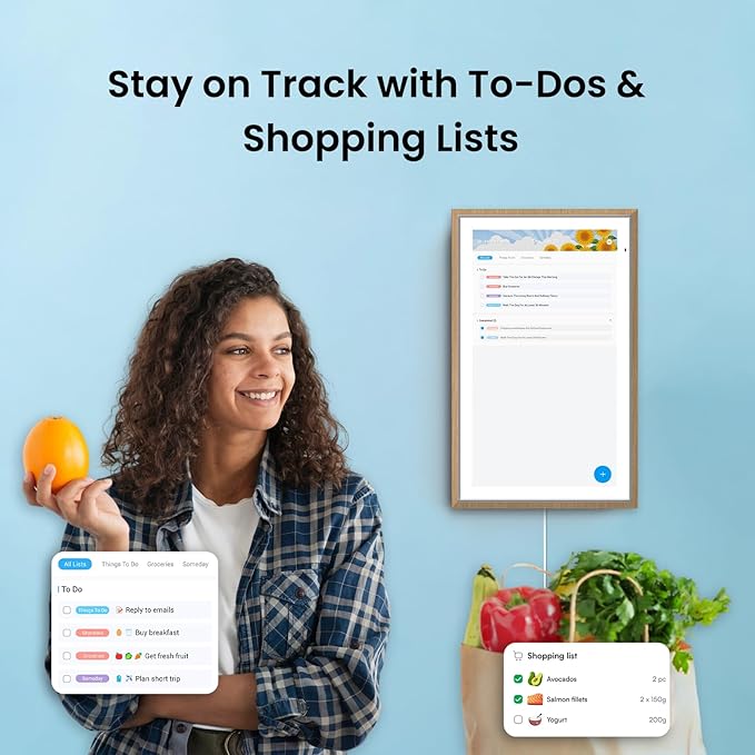 ApoloSign 15.6-inch Digital Calendar: Dual Mode Calendar with Google Play & Multi-calendar Sync, Electronic Planner & Chore Chart, Smart Touchscreen, Interactive Display for Family Schedules (Teak, 15.6")