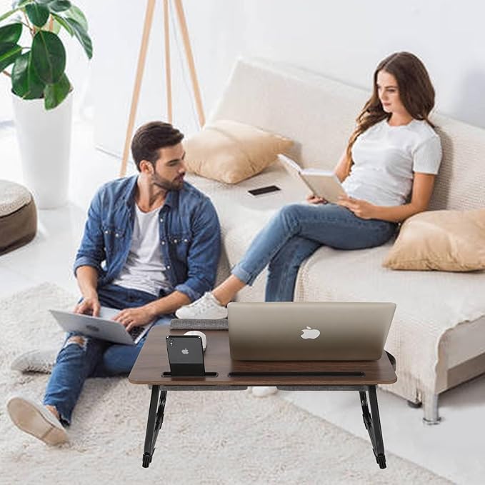 Laptop Desk, 3 in 1 Lap Desk with Cushion 17 inch Laptop,Foldable Adjustable Height Wrist Rest Card Slot for iPad Mobile Phone Lap Desk for Bed Couch,Bed Tray for Working