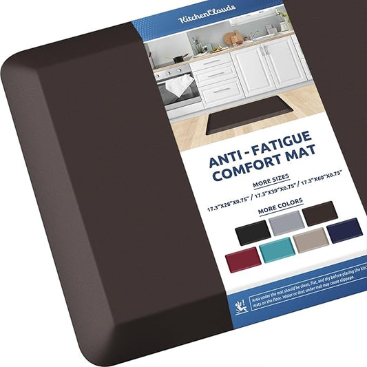 KitchenClouds Kitchen Mat Cushioned Anti Fatigue Kitchen Rug Non Slip Standing Mat Comfort Floor Mats for Sink Office (17.3"x60"- 0.8inch)