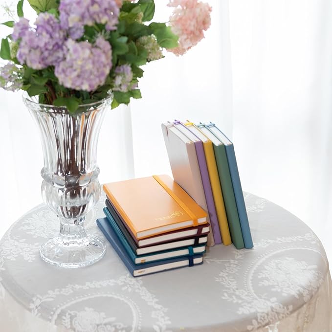 POPRUN Lined Journal Notebook for Women & Men, A5 Medium Size 5.25''x 8'', 120GSM Thick Paper, 128 Numberd Pages, Hardcover, Index Tabs, College Ruled Notebook for Work & Note Taking - Navy Blue