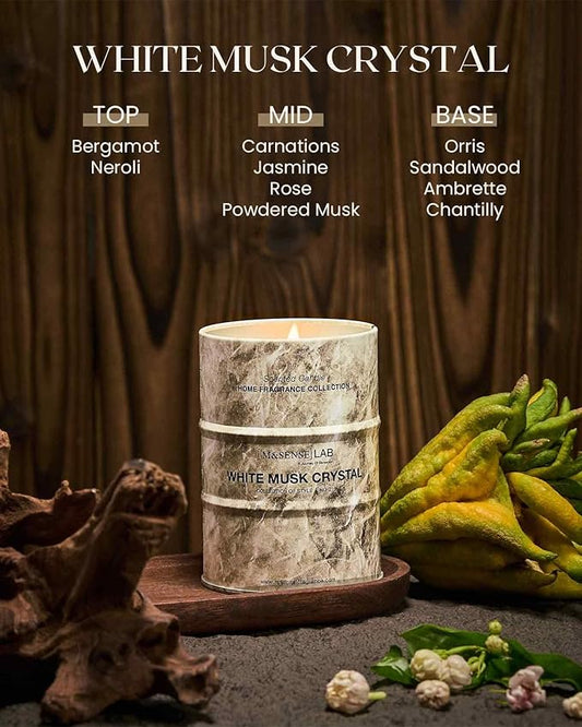 M&SENSE White Musk Scented Candles Natural Non Toxic, Aromatherapy Candle for Stress Relief Meditation Relaxing, Housewarming Gifts for Women Men, 11.3oz 70 Hour Long Burning