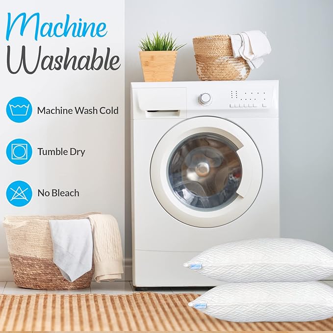 King Size Rayon Derived from Bamboo Pillows, Cooling Shredded Memory Foam Bed Pillow Sets for Side, Back, Stomach Sleepers, Adjustable, Washable Cover, King (Pack of 1)