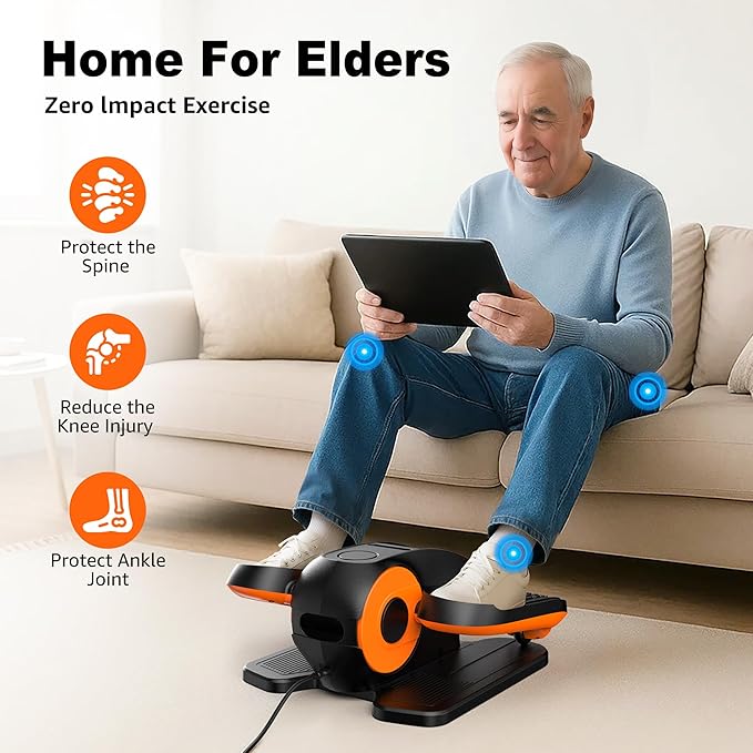 Under Desk Elliptical, Electric Leg Exerciser as Seen on TV for Seniors with 12 Adjustable Speed, Quiet Portable Electric Seated Pedal Exerciser Machine with Remote Control for Home Office