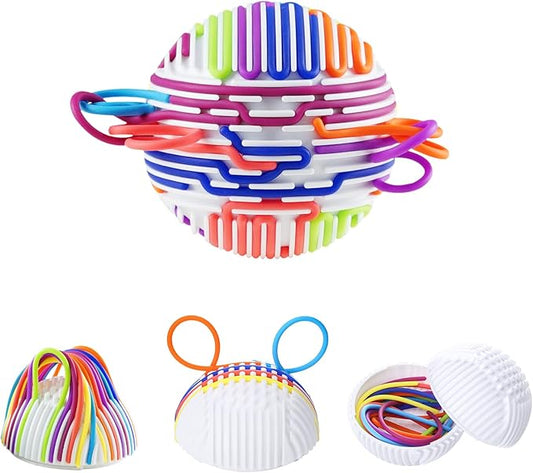 Sensory Fidget Toys Sensory Activity Ball Includes 24 Slicone Ropes for 3+ Kids & Adults with Autism, Calming Anxiety ADHD Occupational Therapy Toys