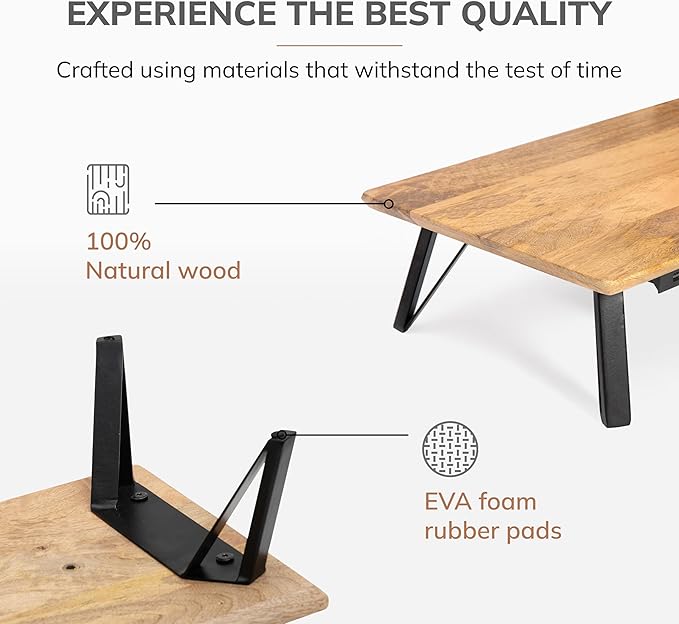 Anji Mountain Monitor Stand - Desktop Organizer & Laptop Riser, Ergonomic Monitor Riser, Space-Saving Monitor Stand for Desk, Durable Construction, Easy Assembly, Ideal for Home & Office,Natural