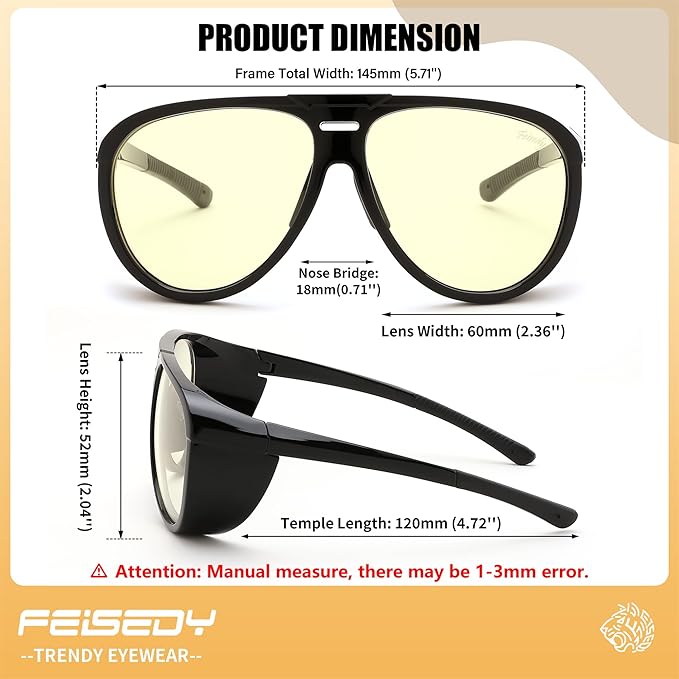 FEISEDY Yellow Lens Gaming Glasses Blue Light Glasses for Woman Men Computer Gamer Eyeglasses Anti Eyestrain Glare G0095