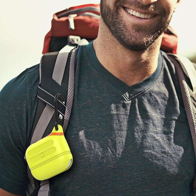 for Airpods 4 Case Silicone Compatible with Apple Airpods 4 | Waterproof Protection | Glow | for USB-C/Wireless | Anti-Lost | One Piece | Night Glow Yellow