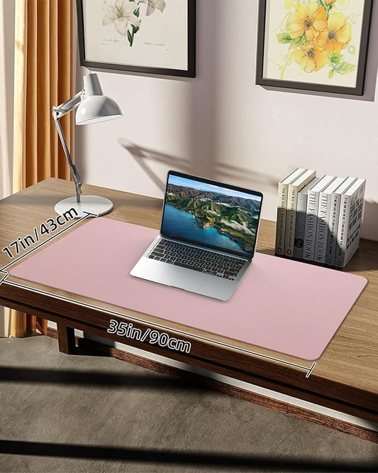 Non-Slip Desk mat,PULeather Desk Pad Protector, Office Desk Mat, Large Mouse Pad,Desk Blotter, Laptop Desk Pad, Waterproof Desk Writing Pad for Office and Home (Rose Pink, 35.4" x 17")